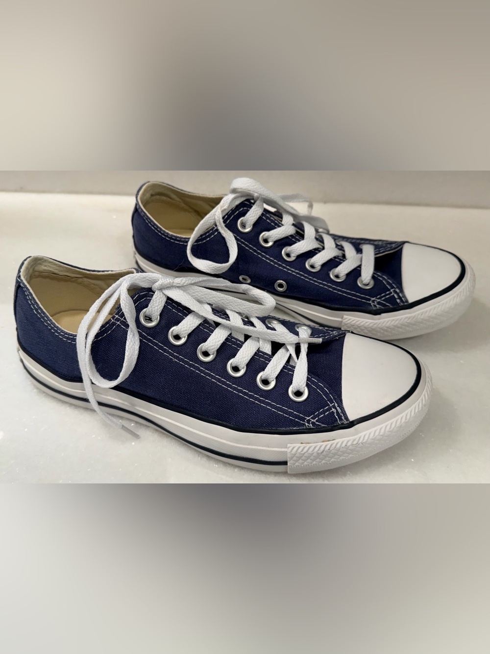 Converse Navy and White Low-Top Canvas Sneakers